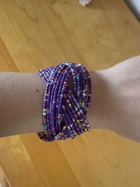 Handmade Multi-Strand Purple Seed Bead Bracelet